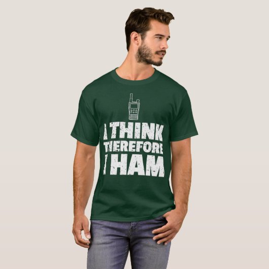 T-shirt Mens Ham Radio Funny Cadeau Je Pense Donc Je (Devant entier)