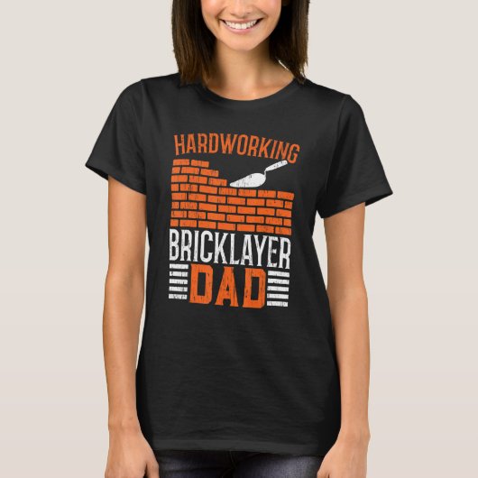 T-shirt Mens Hardworking Bricklayer Papa Bricker Travail G (Devant)