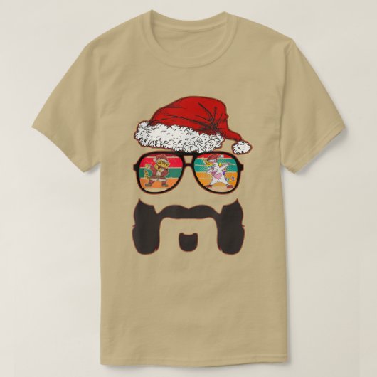 T-shirt Mens Hipster Père Noël Beard Aviateur Lunettes de (Design devant)