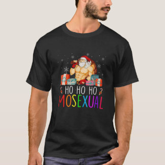 T-shirt Mens Ho Ho Ho Mosexual Gay Santa LGBT Pun Pride Ch