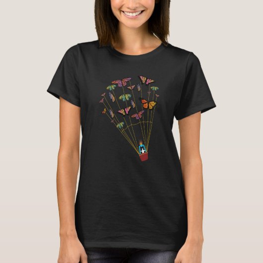 T-shirt Mens Hot air Balloon pilot Ballooning Butterflies (Devant)
