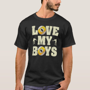T-shirt Mens I Love My Boys Billiards Fête des pères Billi