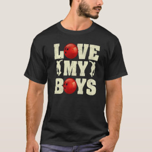 T-shirt Mens I Love My Boys Bowling Fête des pères Bowling