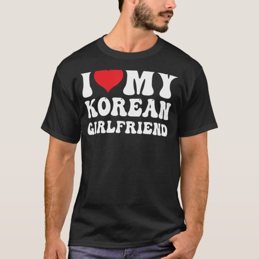 T-shirt Mens I Love My Korean Girlfriend I Heart My Korean (Devant)