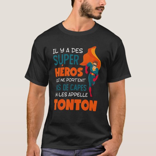 T-shirt Mens Il Y A Des Super Heroes Sur Les Callelle Tont (Devant)