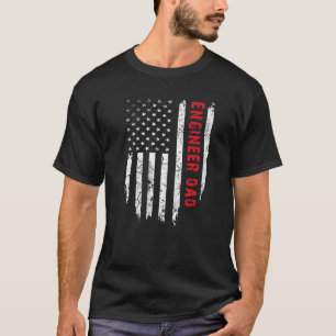 T-shirt Mens Ingénieur Papa American Flag Fête des pères N