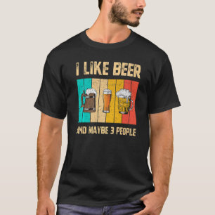 T-shirt Mens J'Aime La Bière Et Peut-Être 3 Personnes Vint