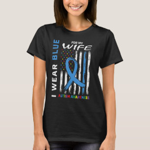 T-shirt Mens Je Porte Du Bleu Pour Ma Femme Sensibilisatio