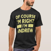 T-shirt Mens Je suis Andrew Funny Andrew Nom (Devant)
