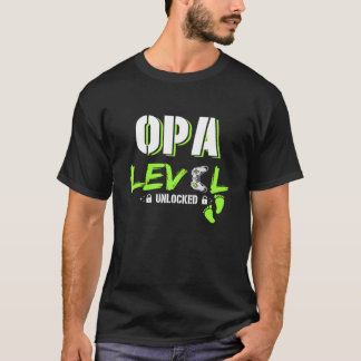 T-shirt Mens Jeu Opa Niveau Déverrouillé Gamer Levelup Fa