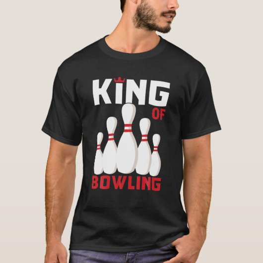 T-shirt Mens King Of Bowling Funny Bowler (Devant)