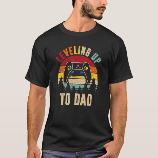 T-shirt Mens Leveling Up To Dad Father's Day Funny Gamer (Devant)