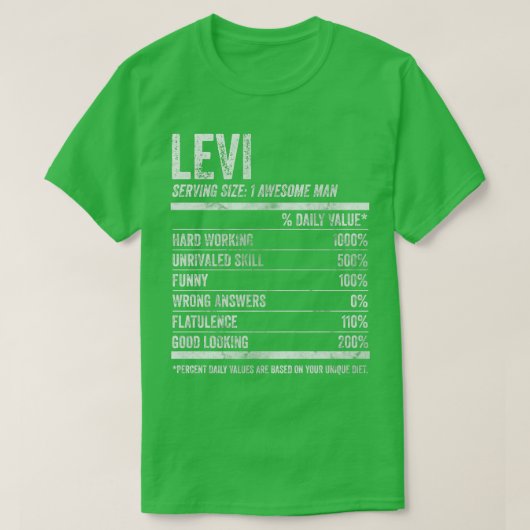 T-shirt Mens Levi Nutrition Personalized Nom Funny  (Design devant)