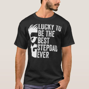 T-shirt Mens Lucky À Être Le Meilleur Stepdad Jamais Stepf