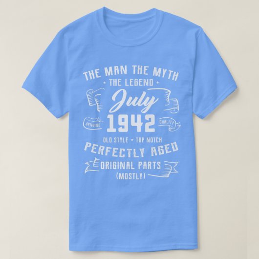 T-shirt Mens Man Myth Legend July 1942 80th Birthday Gift  (Design devant)
