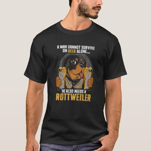 T-shirt Mens Man Needs Beer And Rottweiler Dog Owner Rotti (Devant)