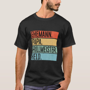 T-shirt Mens Mari Papa Grill Maître Héros BBQ Père Da