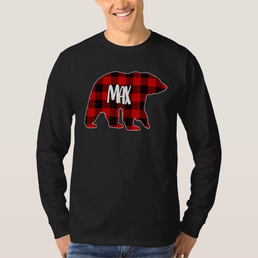 T-shirt Mens Max Ours personnalisé Buffle rouge Plaid P No (Devant)