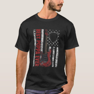 T-shirt Mens Meilleur Poppa jamais American Flag Guitare C