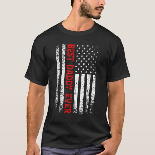 T-shirt Mens Men Best Daddy Ever Usa Flag 4th of July Fath (Devant)