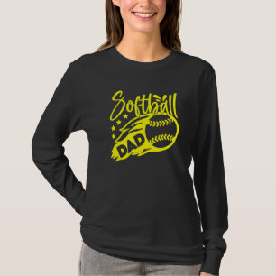 T-shirt Mens Mens Softball Papa Stylisé Flaming Ball