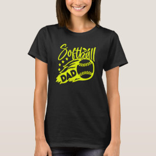 T-shirt Mens Mens Softball Papa Stylisé Flaming Ball