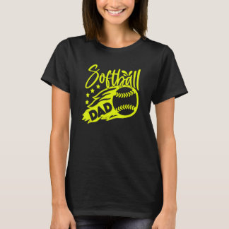 T-shirt Mens Mens Softball Papa Stylisé Flaming Ball