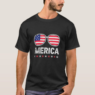 T-shirt Mens Merica Freedom Usa Patriotique Vintage - 4ème