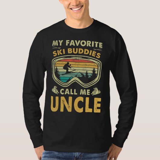 T-shirt Mens Mes Épouses De Ski Préférées Appelez-Moi Oncl (Devant)