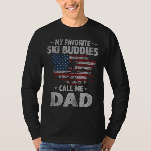 T-shirt Mens Mes Épouses De Ski Préférées Appelez-Moi Papa (Devant)