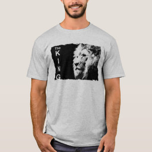 T-shirt Mens Moderne Tee - shirt Pop Art Lion Face Grey