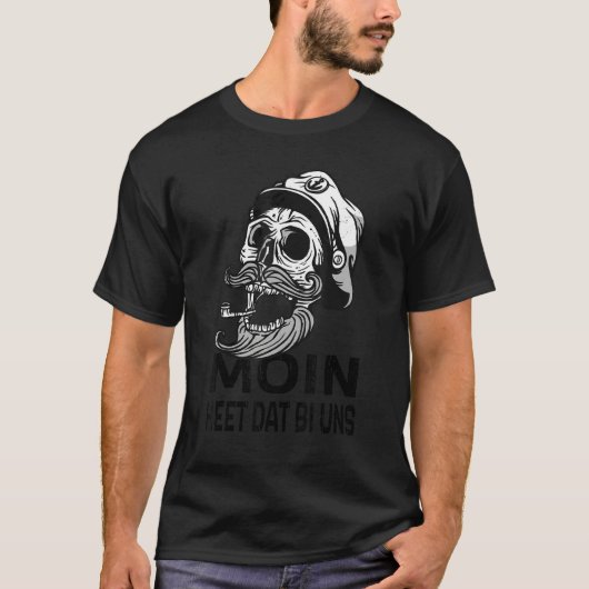 T-shirt Mens Moin Heet Dat Bi Uns Flat Allemand Crâne Capt (Devant)