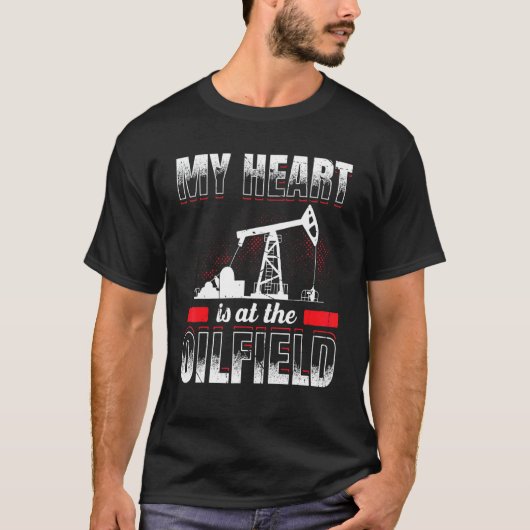 T-shirt Mens Mon Coeur Est Chez Le Travailleur Du Terrain  (Devant)