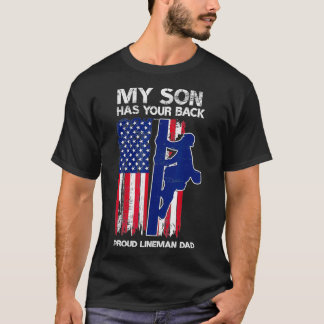 T-shirt Mens Mon Fils A Ton Dos Fier Lineman Papa Linema