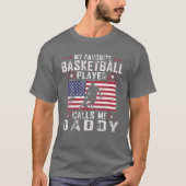T-shirt Mens Mon Joueur De Basket Favori M'Appelle Papa (Devant)