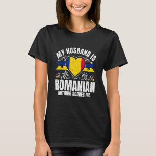 T-shirt Mens Mon Mari Est Roumain Fierté Drapeau Héritage