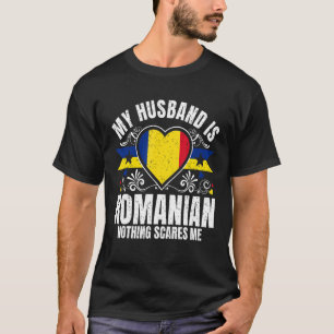 T-shirt Mens Mon Mari Est Roumain Fierté Drapeau Héritage