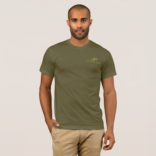 T-shirt Mens Monogram Bella Canvas Manche courte Armée Ver (Devant entier)