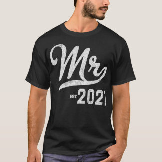 T-shirt Mens Mr Est 2021 Wedding Engagement Newlywed Gift 