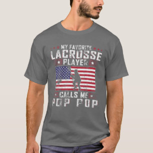 T-shirt Mens My Favori Lacrosse Player Me Appelle Pop Pop
