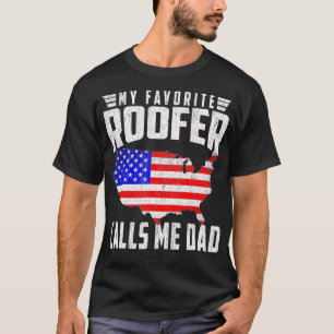 T-shirt Mens My Favori Roofer Me Appelle Papa USA Flag Fat