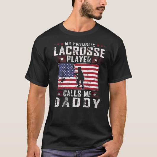 T-shirt Mens My Favorite Lacrosse Player Calls Me Daddy Fa (Devant)