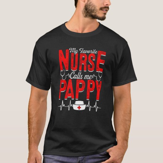 T-shirt Mens My Favorite Nursing Me Appelle Pappy Nursing (Devant)
