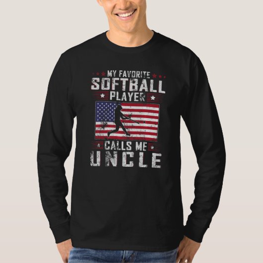 T-shirt Mens My Favorite Softball Player Calls Me Uncle Fa (Devant)