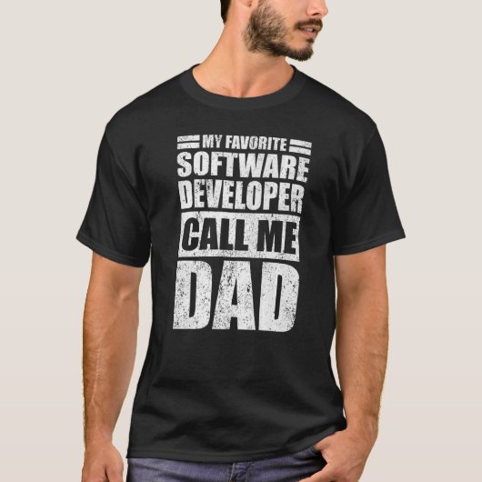 T-shirt Mens My Favorite Software Developer Me Appelle Pap (Devant)