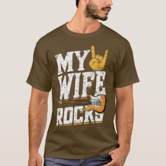 T-shirt Mens My Wife RocksElectronic Rock Guitar884