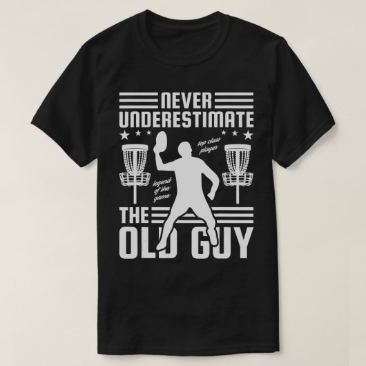 T-shirt Mens Never Underestimate The Old Guy, Disc Golf (Design devant)
