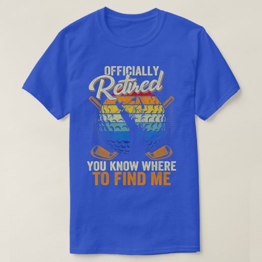 T-shirt Mens Officiellement Retraité Retro Funny Retiring  (Design devant)