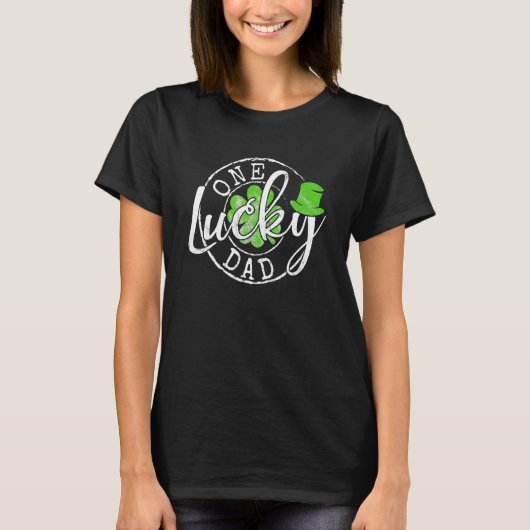 T-shirt Mens One Lucky Dad Funny Father Irish Clovers St P (Devant)