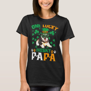 T-shirt Mens One Lucky Dog Papa Funny Husky Papa St Patric